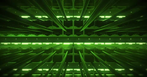 Data center infrastructure with computer servers and storage racks. Stock Footage 329480266