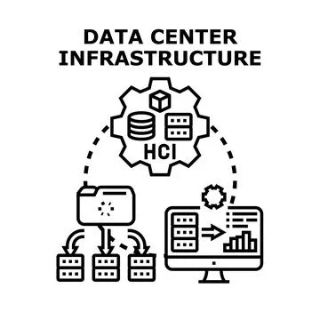 Data center infrastructure with hyper converged technology Stock Illustration