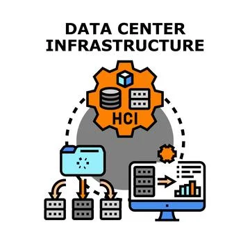 Data center infrastructure with hyper converged technology Stock Illustration