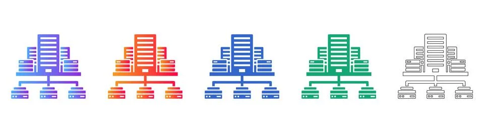 Data Center Infrastructure Network Icons Stock Illustration