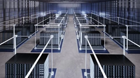 Data center interior or server room inside full with racks Stock Footage 345209061