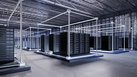 Data center interior or server room inside full with racks Stock Footage 345209078