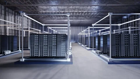 Data center interior or server room inside full with racks Stock Footage 345209079