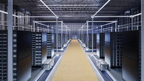 Data center interior or server room inside full with racks Stock Footage 345209084