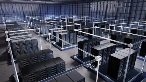 Data center interior or server room inside full with racks Stock Footage 345209087
