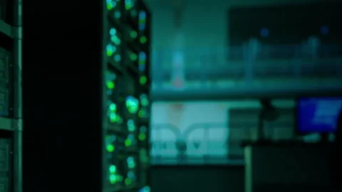 Data center interior with server racks during night hours Stock Footage 348557927