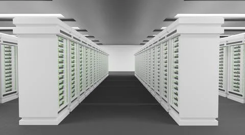 Data center interior, server racks Stock Illustration