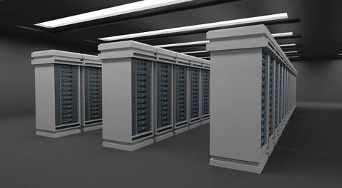 Data center interior, server racks Stock Illustration
