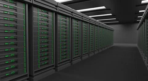 Data center interior, server racks Stock Illustration