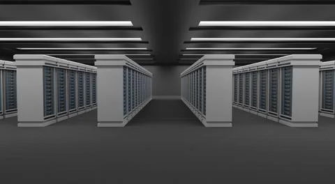 Data center interior, server racks Stock Illustration