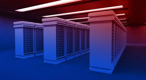 Data center interior, server racks Stock Illustration