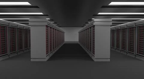 Data center interior, server racks Stock Illustration