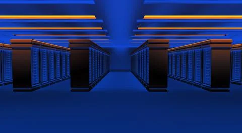 Data center interior, server racks Stock Illustration