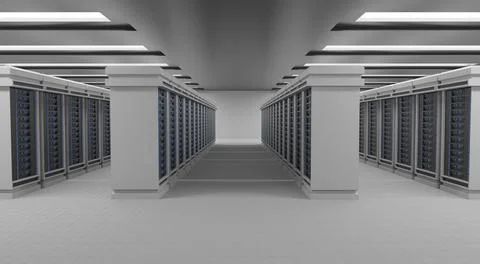 Data center interior, server racks Stock Illustration