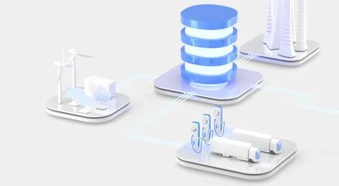 Data center isometric 3d render. Api application programming interface, database Stock Illustration