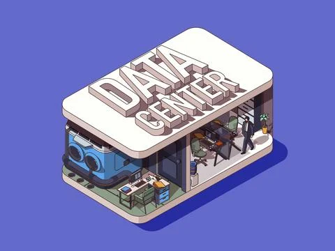Data Center Isometric Concept Stock Illustration