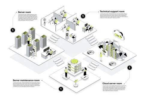 Data Center Isometric Concept Illustrazione stock