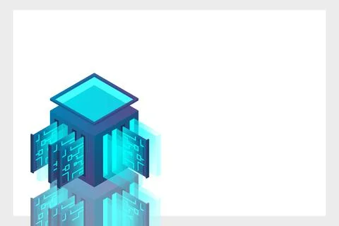 Data center isometric icon, database and cloud data storage concept, PCB slot Stock Illustration