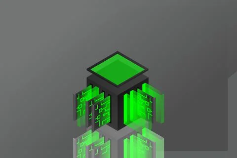 Data center isometric icon, database and cloud data storage concept, PCB slot イラスト素材