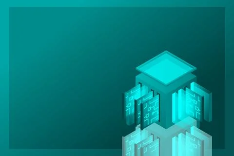 Data center isometric icon, database and cloud data storage concept, PCB slot Illustrazione stock