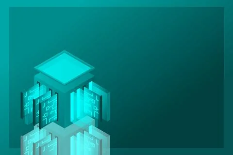 Data center isometric icon, database and cloud data storage concept, PCB slot Illustrazione stock