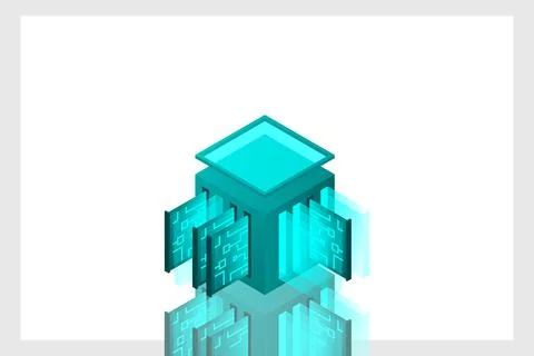 Data center isometric icon, database and cloud data storage concept, PCB slot イラスト素材