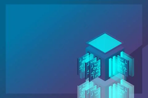 Data center isometric icon, database and cloud data storage concept, PCB slot Stock Illustration