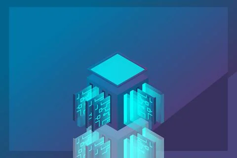 Data center isometric icon, database and cloud data storage concept, PCB slot 스톡 일러스트