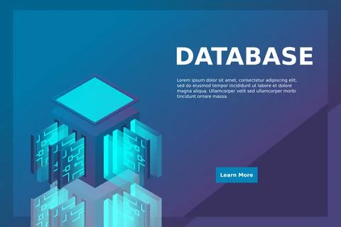 Data center isometric icon, database and cloud data storage concept, PCB slot Stock Illustration
