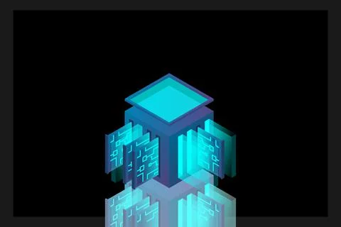 Data center isometric icon, database and cloud data storage concept, PCB slot イラスト素材