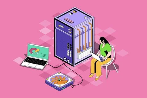 Data Center Isometric Illustration Illustrazione stock