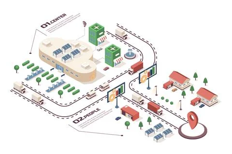 Data Center Isometric Infographic Stock Illustration