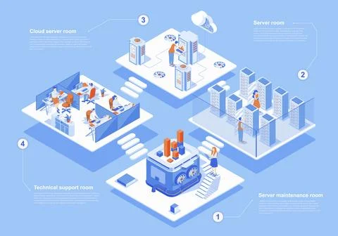 Data Center Isometric Infographics Stock Illustration