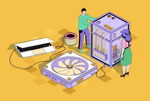 Data Center Isometric Scene Illustrazione stock