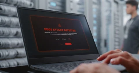 Data Center IT Engineer Responding to DDoS Attack Alert Through Linux CLI Stock Footage 344969819