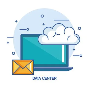 Data center laptop email cloud technology Illustrazione stock
