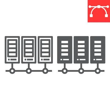 Data center line and glyph icon Stock Illustration