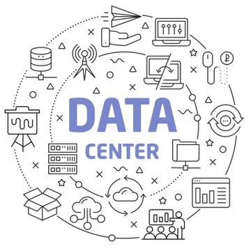 Data Center Linear illustration slide for the presentation Stock Illustration
