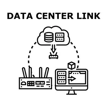 Data center linking information sharing network Stock Illustration