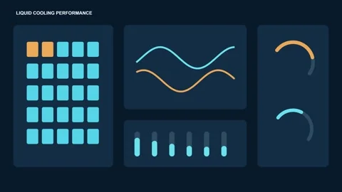 Data Center Liquid Cooling Supply Return Dashboard HUD Stock Footage 346457087