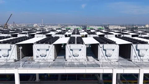 Data Center Liquid Cooling System for High Performance Computing 4K Video stock 347071596