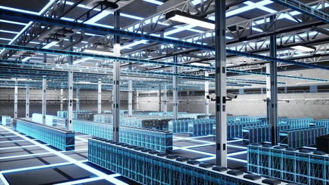 Data center mainframe computers managing world wide web servers internet speed Stock Footage 327881850