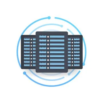 Data center. Mainframe service concept banner, server rack. Server room concept Illustrazione stock