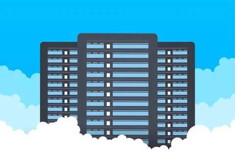 Data center. Mainframe service concept banner, server rack. Server room concept Stock Illustration