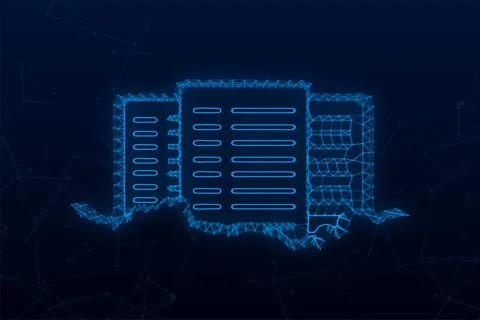Data center. Mainframe service concept banner, server rack. Server room. Vector Stock Illustration