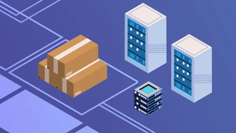 Data center management isometric animation Stock Footage 204843342