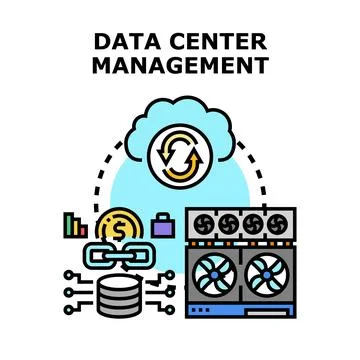 Data center management operating secure cloud computing Stock Illustration