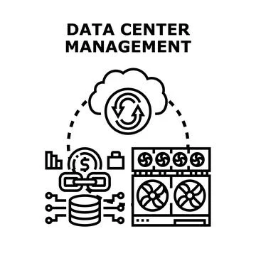 Data center management operating secure cloud computing Stock Illustration