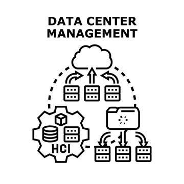 Data center management system with cloud computing illustration イラスト素材