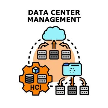 Data center management system with cloud computing illustration イラスト素材